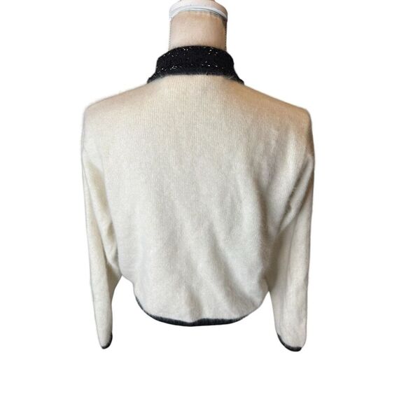 RAPHELLA VINTAGE ANGORA HAIR And LAMBS WOOL BUTTON DOWN BEADED SWEATER SZ M - Picture 3 of 4